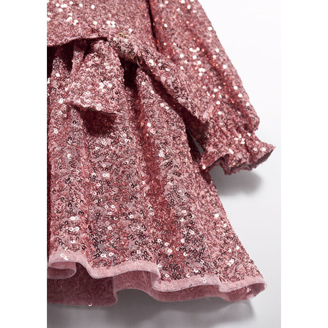 Abel & Lula winter jurk meisjes - roze - pailletten