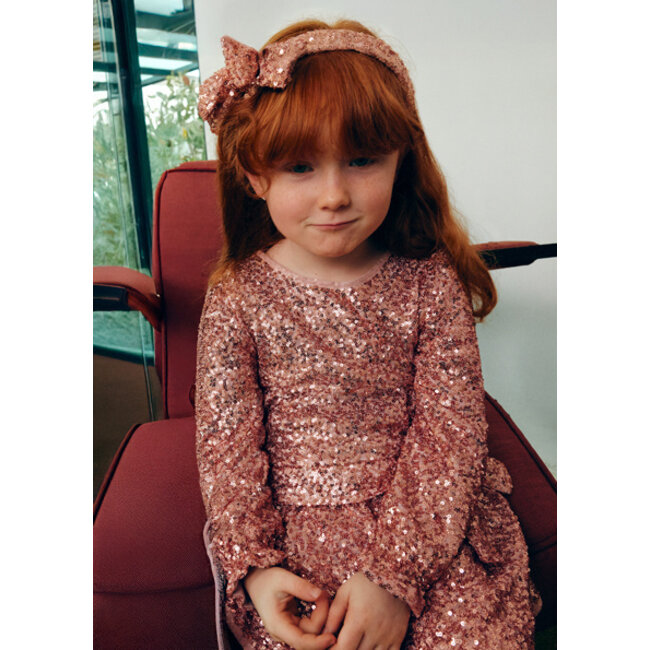 Abel & Lula winter jurk meisjes - roze - pailletten