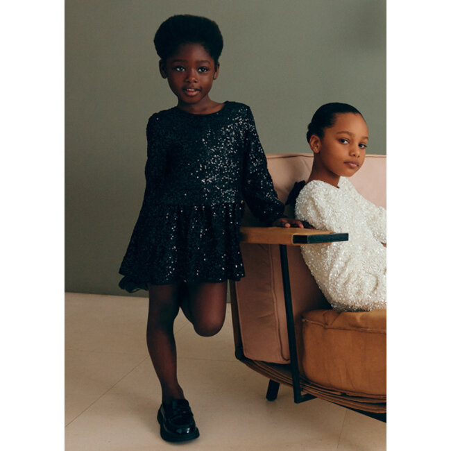 Abel & Lula winter jurk meisjes - zwart - pailletten
