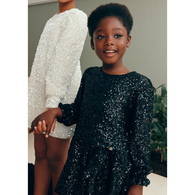 Abel & Lula winter jurk meisjes - zwart - pailletten