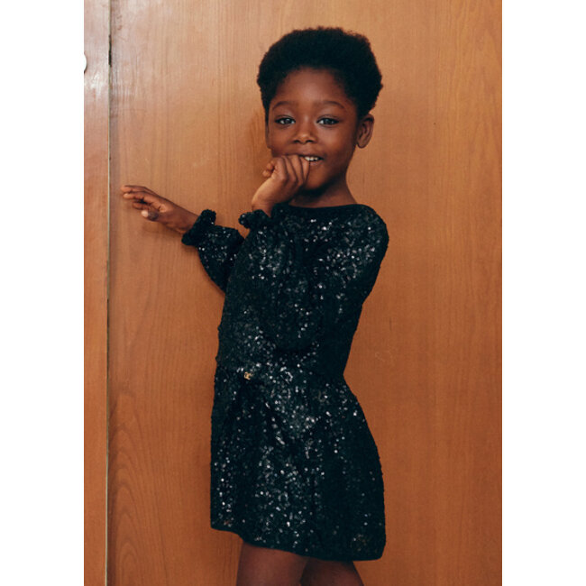 Abel & Lula winter jurk meisjes - zwart - pailletten