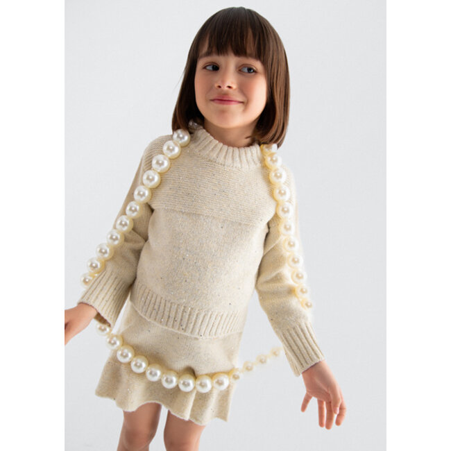 Abel & Lula winter rok-set meisjes - beige - gebreid