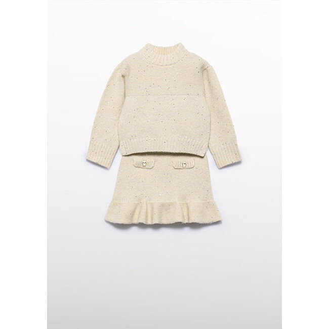 Abel & Lula winter rok-set meisjes - beige - gebreid
