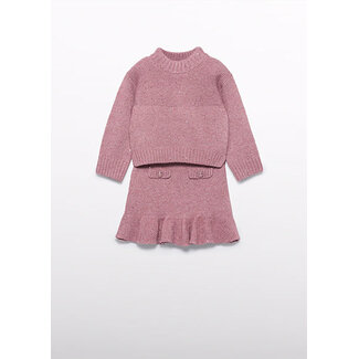 Abel & Lula winter rok-set meisjes - roze - gebreid