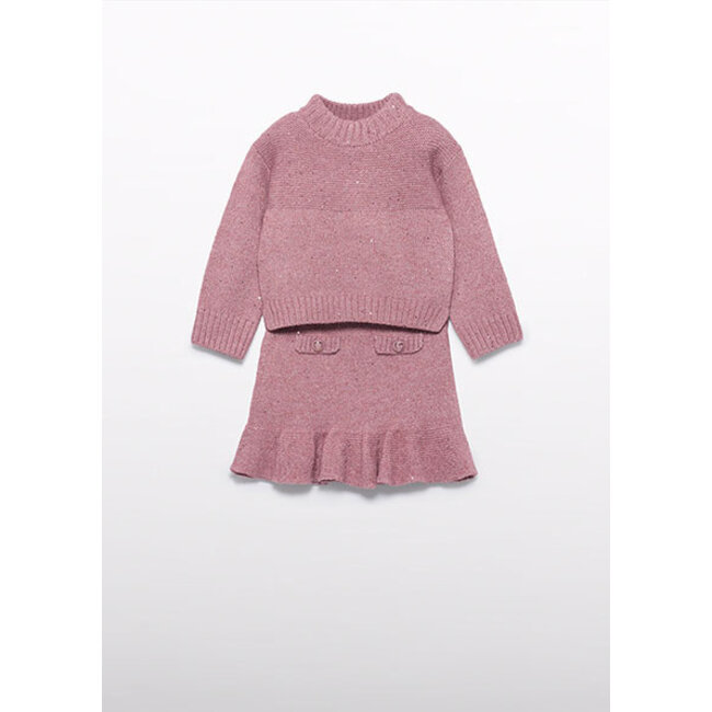 Abel & Lula winter rok-set meisjes - roze - gebreid