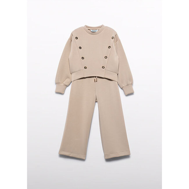 Abel & Lula winter broek-set meisjes - beige - gebreid