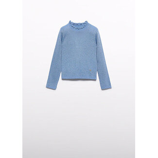 Abel & Lula winter sweater meisjes - licht blauw - turtleneck - gebreid