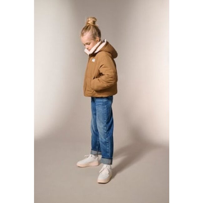 Kids ONLY winter winterjas meisjes - bruin - KogMaria - puffer, omkeerbaar