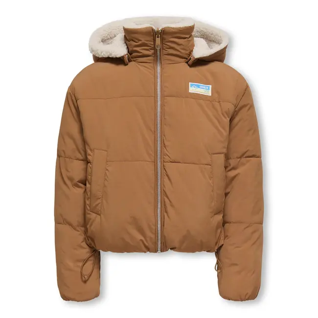 Kids ONLY winter winterjas meisjes - bruin - KogMaria - puffer, omkeerbaar