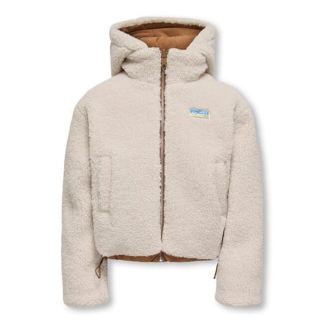 Kids ONLY winter winterjas meisjes - bruin - KogMaria - puffer, omkeerbaar