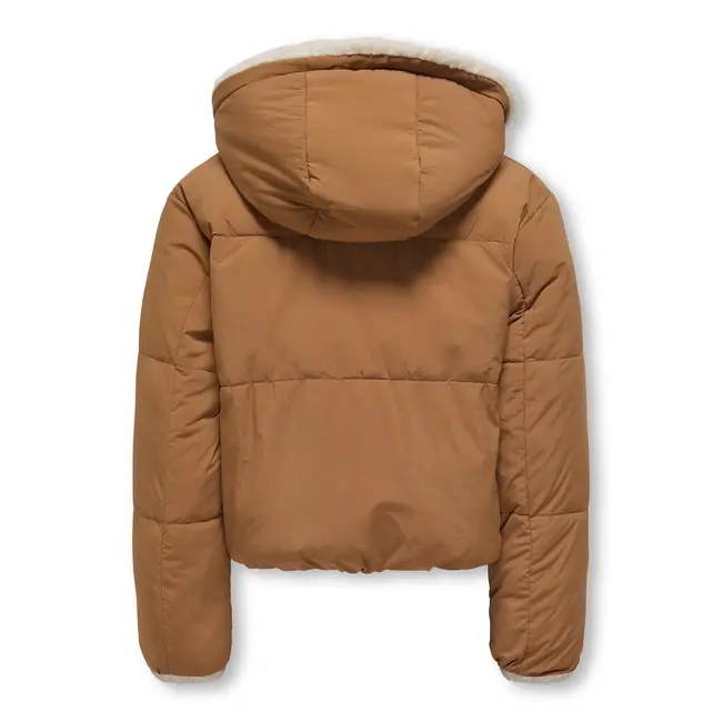 Kids ONLY winter winterjas meisjes - bruin - KogMaria - puffer, omkeerbaar