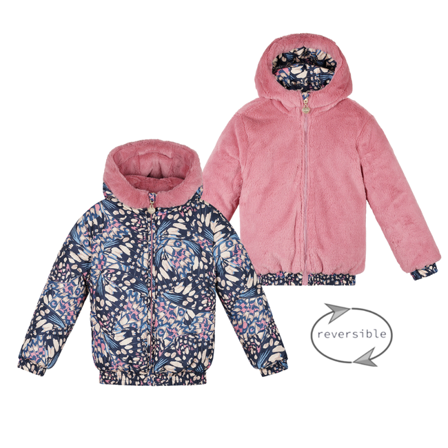 Le Chic winter bomberjack meisjes - navy blauw - Bente - omkeerbaar, AOP vlinder