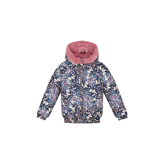 Le Chic winter bomberjack meisjes - navy blauw - Bente - omkeerbaar, AOP vlinder