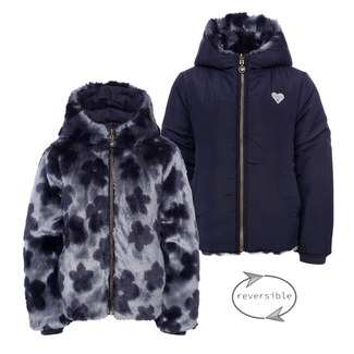 LOOXS Little winter jas meisjes - navy blauw - omkeerbaar