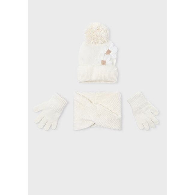 Mayoral winter muts-sjaal set meisjes - bruin - zand