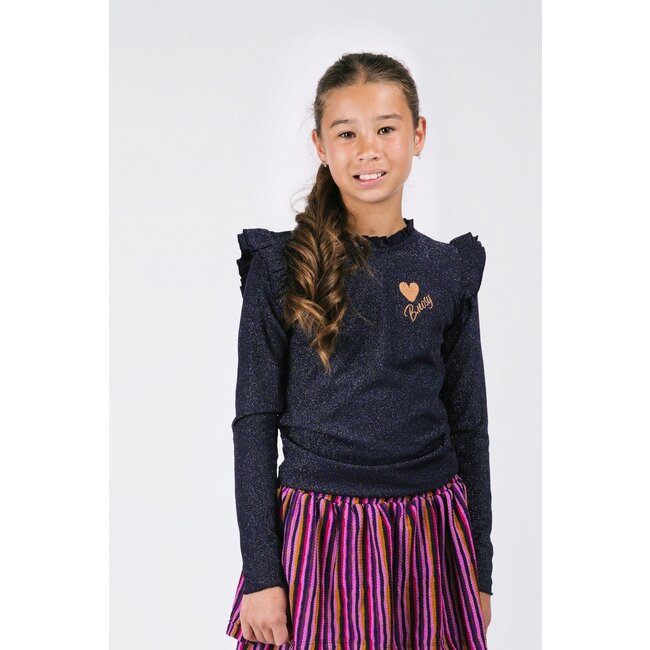 B.Nosy winter top meisjes - navy blauw - Tonya - ruffles