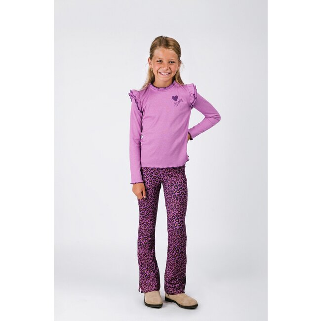 B.Nosy winter flare broek meisjes - roze/paars - Phoebe