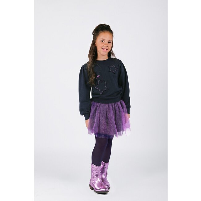 B.Nosy winter mesh rok meisjes - roze/paars - Rory - laagjes met print