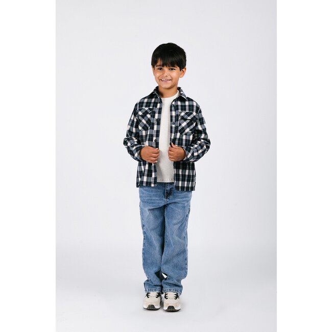 B.Nosy winter shirt jongens - navy blauw - Bas - geruit