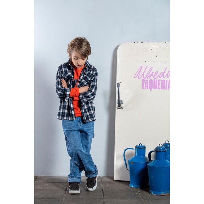 B.Nosy winter shirt jongens - navy blauw - Bas - geruit