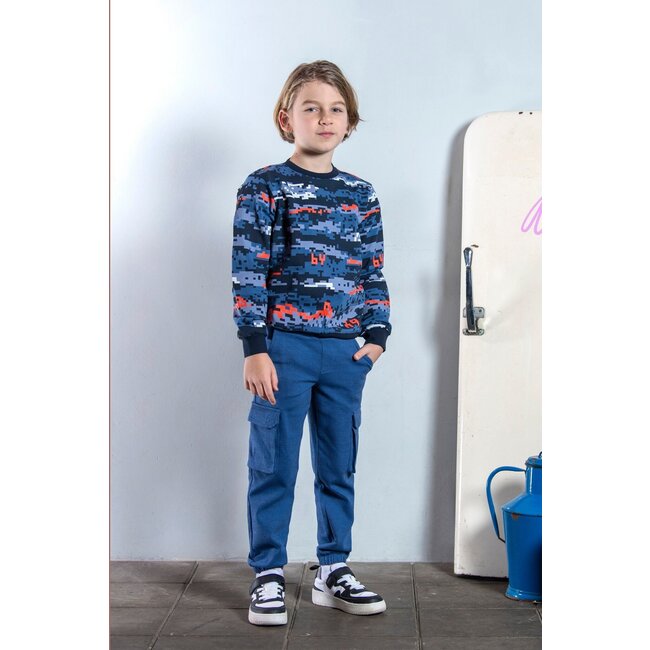 B.Nosy winter sweater jongens - blauw - Scott - print