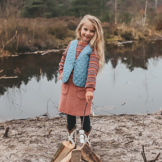 Your wishes winter gilet meisjes - blauw - denim, gewatteerd