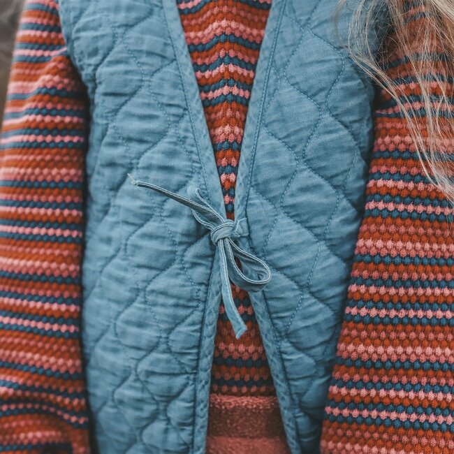 Your wishes winter gilet meisjes - blauw - denim, gewatteerd