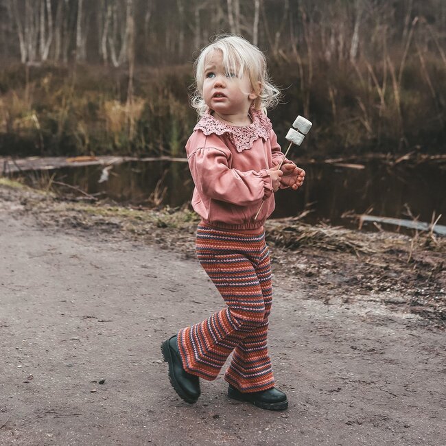 Your wishes winter sweater meisjes - roze - gebreid, gehaakt