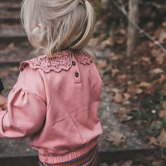 Your wishes winter sweater meisjes - roze - gebreid, gehaakt