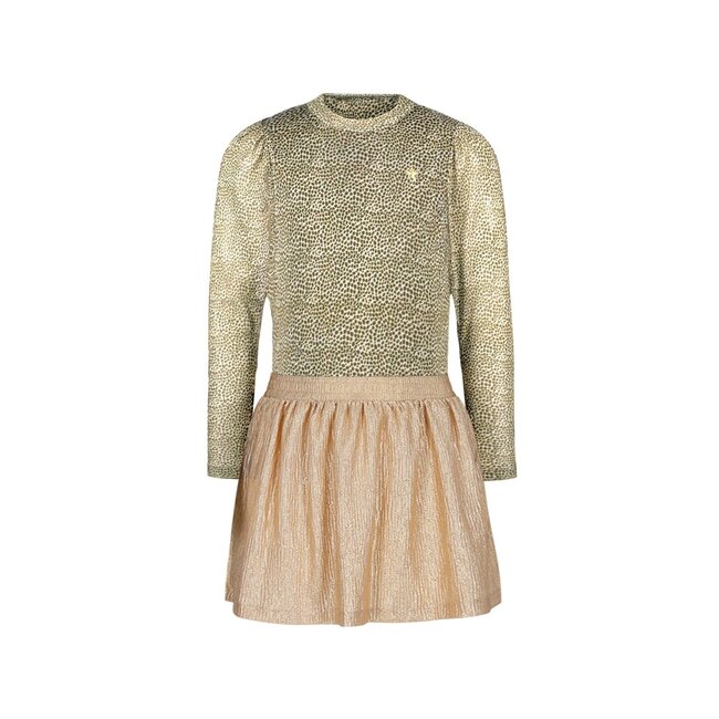 Like Flo winter jurk meisjes - zand - Mira - mesh top + metallic rok