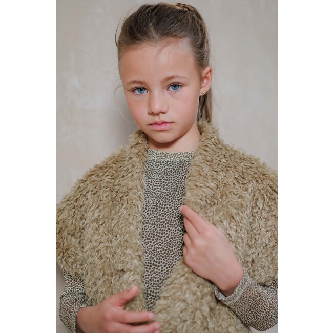 Like Flo winter jurk meisjes - zand - Mira - mesh top + metallic rok