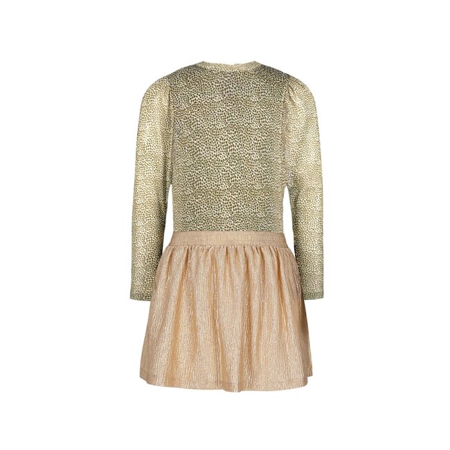 Like Flo winter jurk meisjes - zand - Mira - mesh top + metallic rok