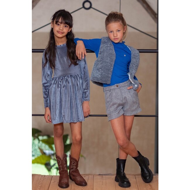 Like Flo winter jurk meisjes - blauw - Mara - knopen op mouw