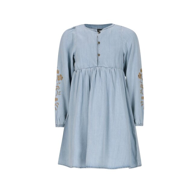 Like Flo winter jurk meisjes - blauw - Mischa - chambrey - borduursel op mouw