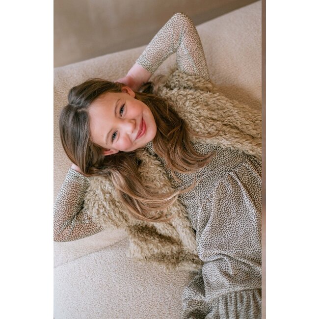 Like Flo winter mesh midi jurk meisjes - zand - Mae - AOP