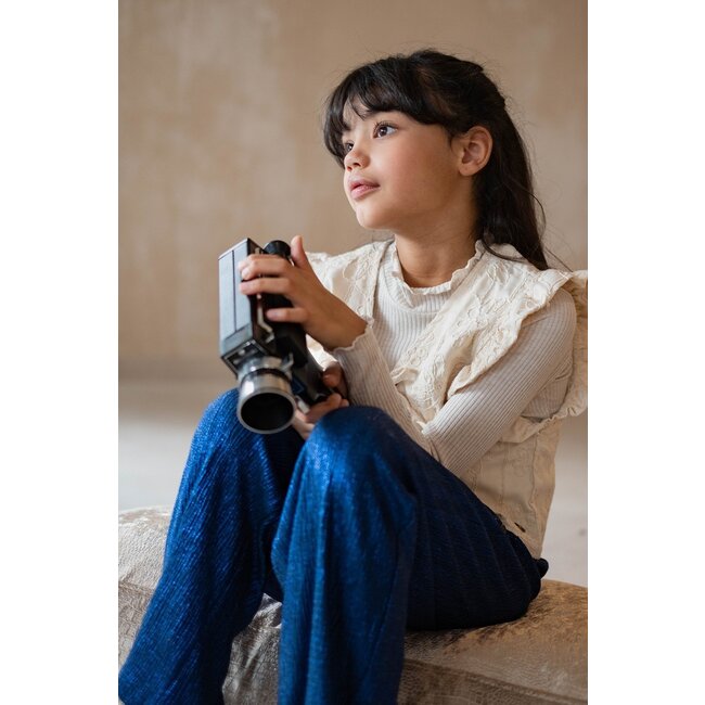 Like Flo winter straight leg broek meisjes - blauw - Fenya - metallic