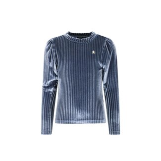 Like Flo winter velvet top meisjes - blauw - Esmay