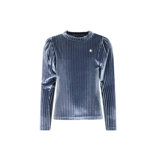 Like Flo winter velvet top meisjes - blauw - Esmay