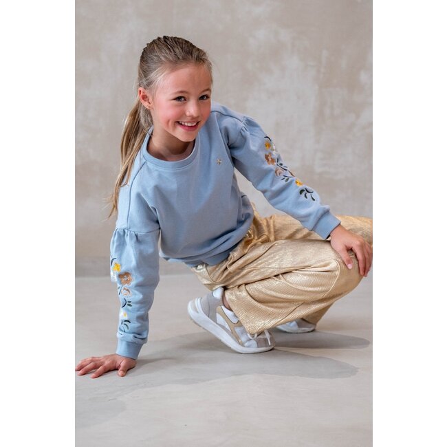 Like Flo winter sweater meisjes - blauw - Danee - print