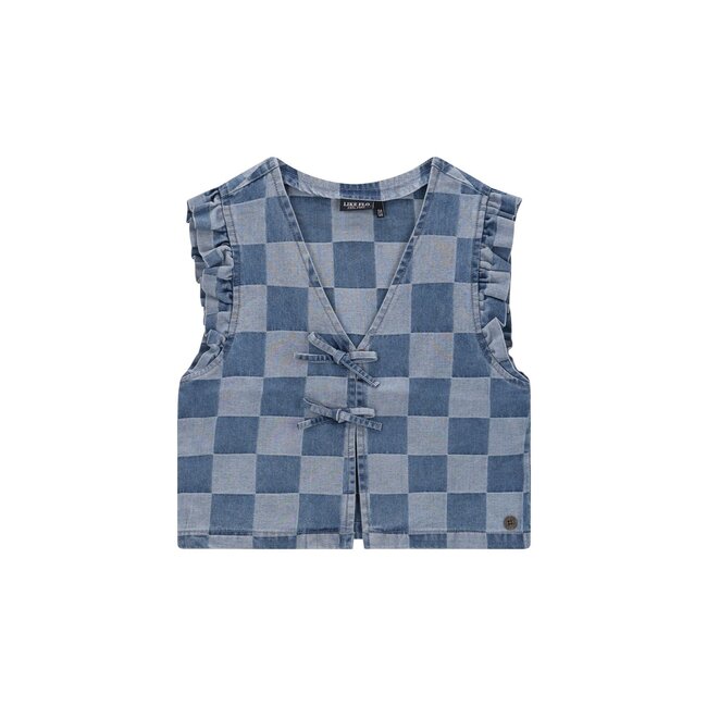 Like Flo winter gilet meisjes - blauw - Dia - nep strik sluiting
