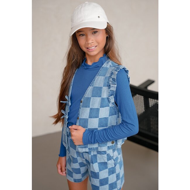 Like Flo winter gilet meisjes - blauw - Dia - nep strik sluiting