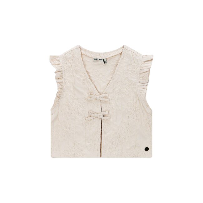 Like Flo winter gilet meisjes - beige - Dia - nep strik sluiting