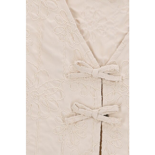 Like Flo winter gilet meisjes - beige - Dia - nep strik sluiting