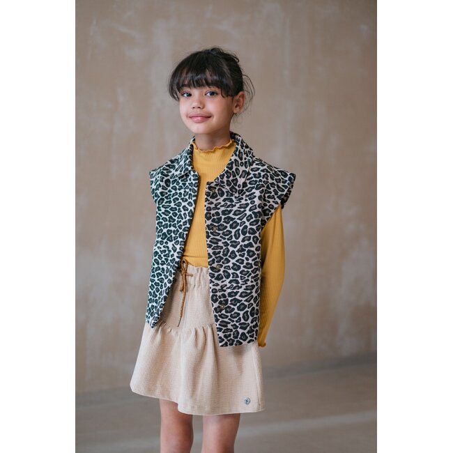 Like Flo winter gilet meisjes - blauw/beige - Dua - geweven - panter