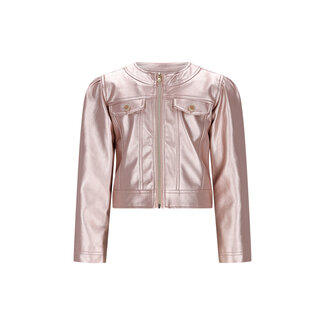 Le Chic winter nep leren jas meisjes - roze - Amour - metallic