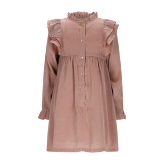 Le Chic winter jurk meisjes - bruin/rood - Skylar - ruffle