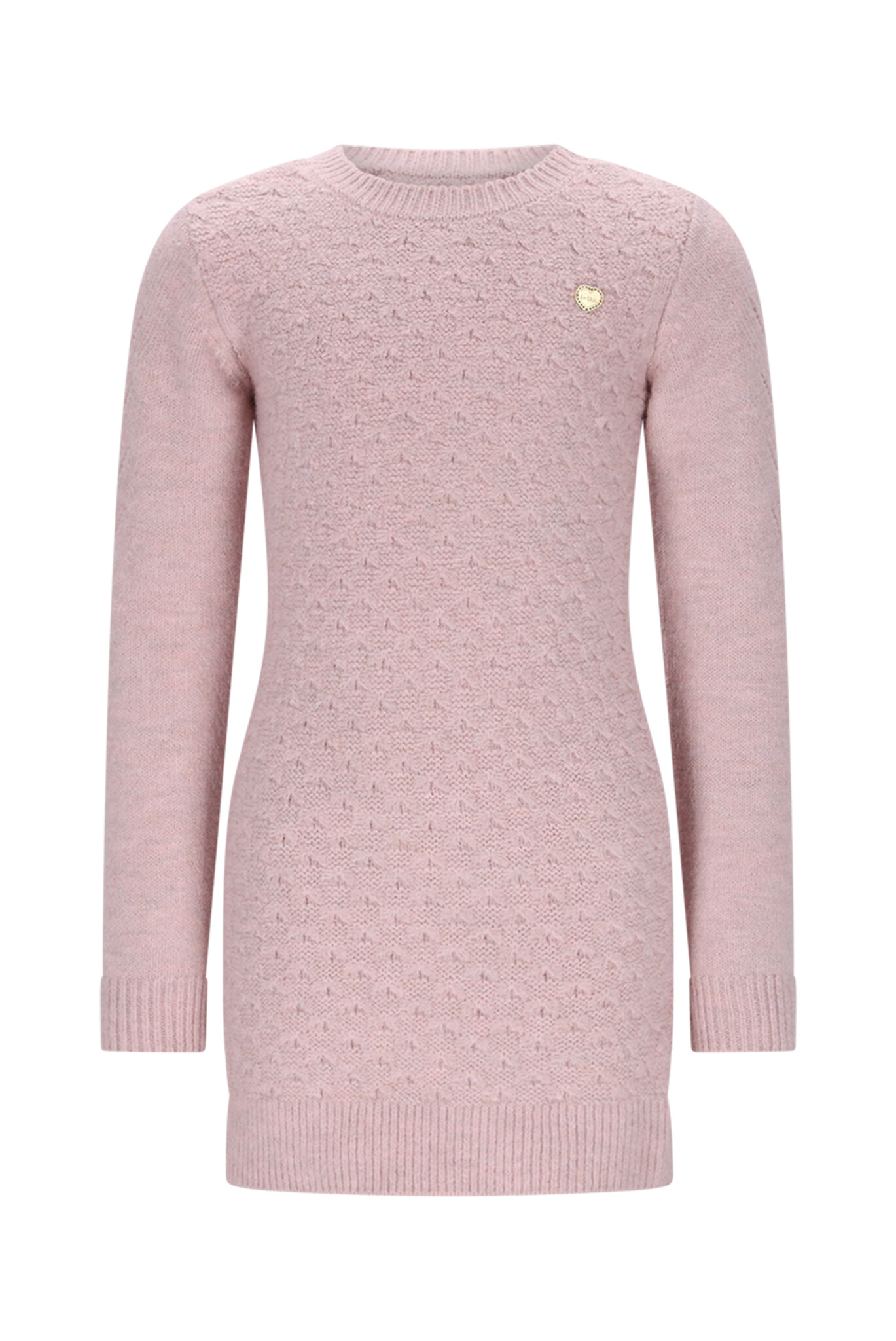Le Chic winter jurk meisjes - roze - Saknita - gebreid