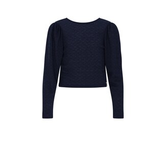 NoBell winter jersey crop top meisjes - navy blauw - Kysa - strikdetails, gestructureerd