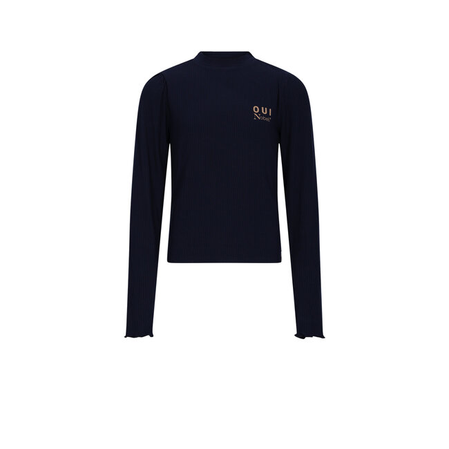 NoBell winter jersey crop top meisjes - navy blauw - Krop - rib
