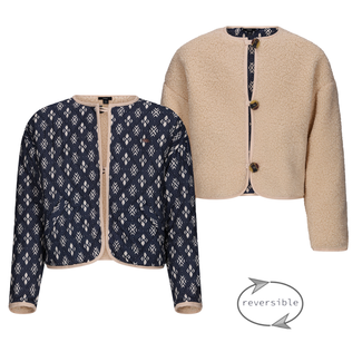 NoBell winter jasje meisjes - navy blauw - Dimo - omkeerbaar, aztec AOP